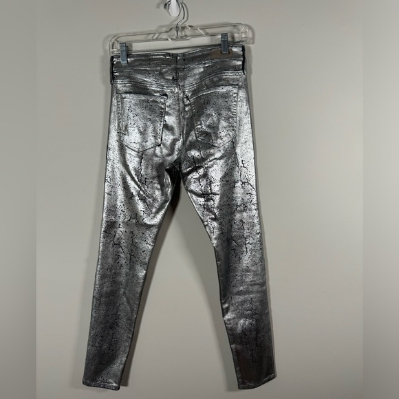 Anthropologie AG Painted Silver Metallic Jeans The Farrah Ankle Skinny - Picture 4 of 6